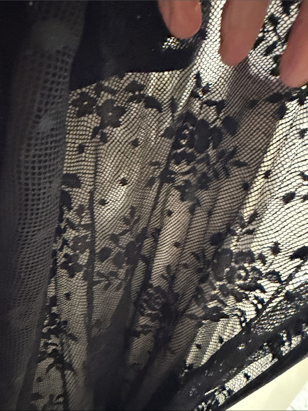 Unique Vintage Black Lace Duster with Floral Lining - Picture 10 of 10